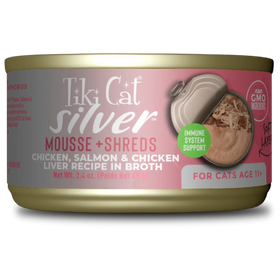 Tiki Cat - Silver - Mousse & Shreds Chicken, Salmon & Chicken Liver Recipe (For Cats)