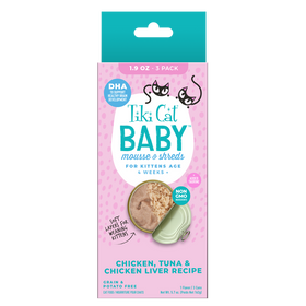 Tiki Cat - Baby - Mousse & Shreds with Chicken, Tuna & Chicken Liver Recipe (For Kittens)