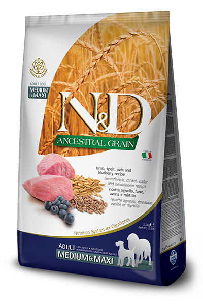 Farmina - N&D Ancestral Grain - Lamb & Blueberry Adult Medium & Maxi (Dry Dog Food)