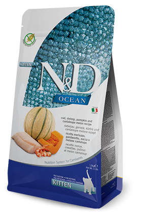 Farmina - N&D Ocean - Cod, Shrimp, Pumpkin and Cantaloupe Kitten Recipe (Dry Cat Food)