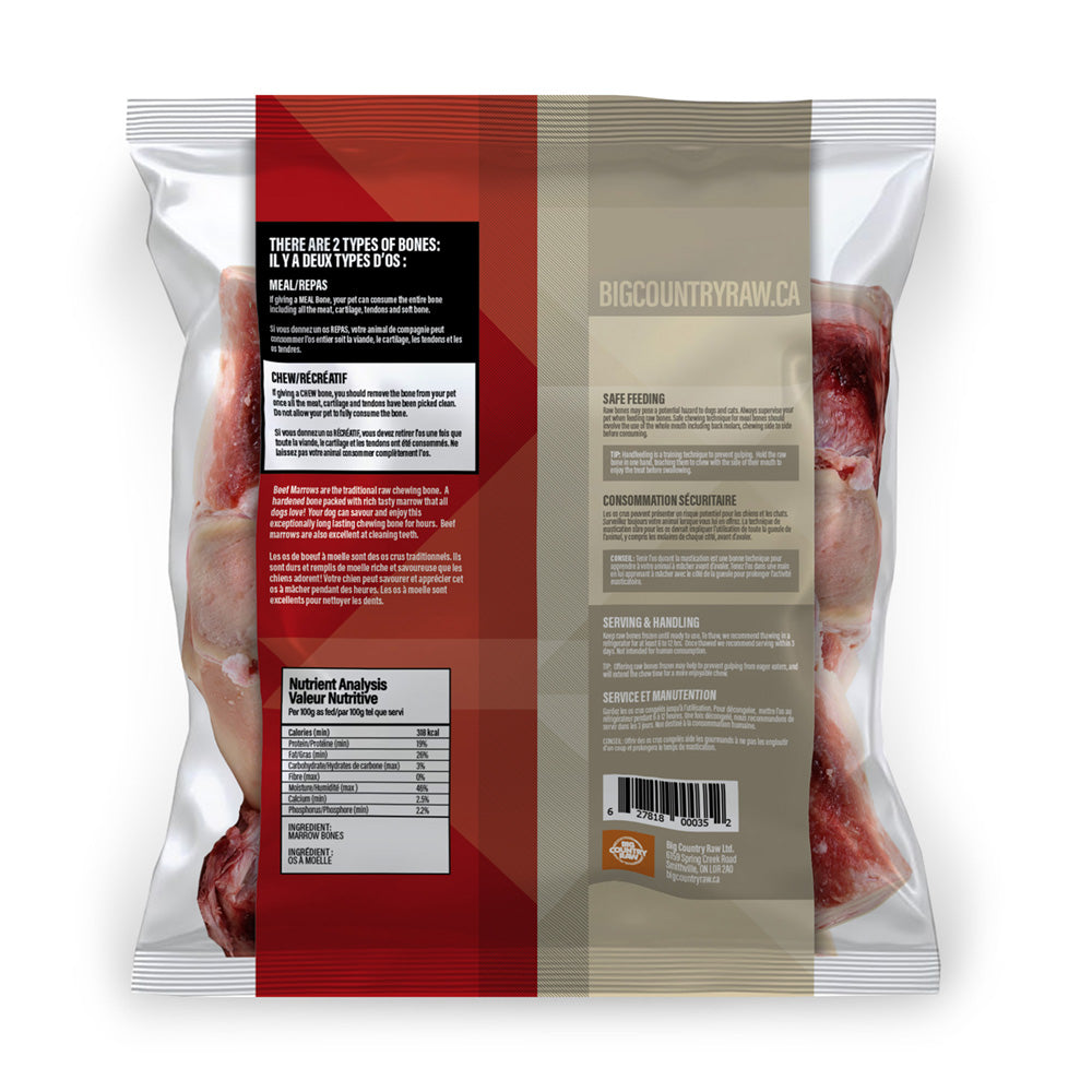Big Country Raw - Beef Marrow Bone (2lb) - Frozen Product