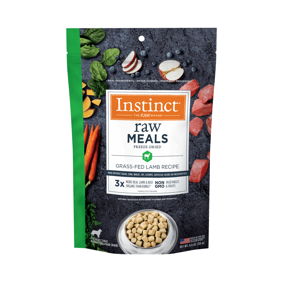 INSTINCT Raw Meals Freeze Dried Adult Dry Dog Food grass fed lamb