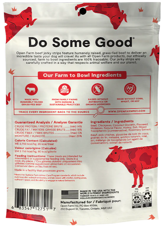 Open Farm - Grain Free Grass Fed Beef Jerky Strips (For Dogs)