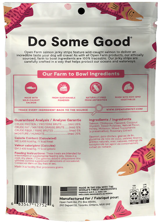 Open Farm - Grain Free Wild Caught Salmon Jerky Strips (For Dogs)
