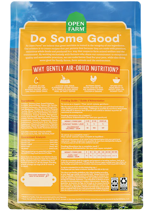Open Farm - Air Dried Harvest Chicken Recipe (For Dogs)