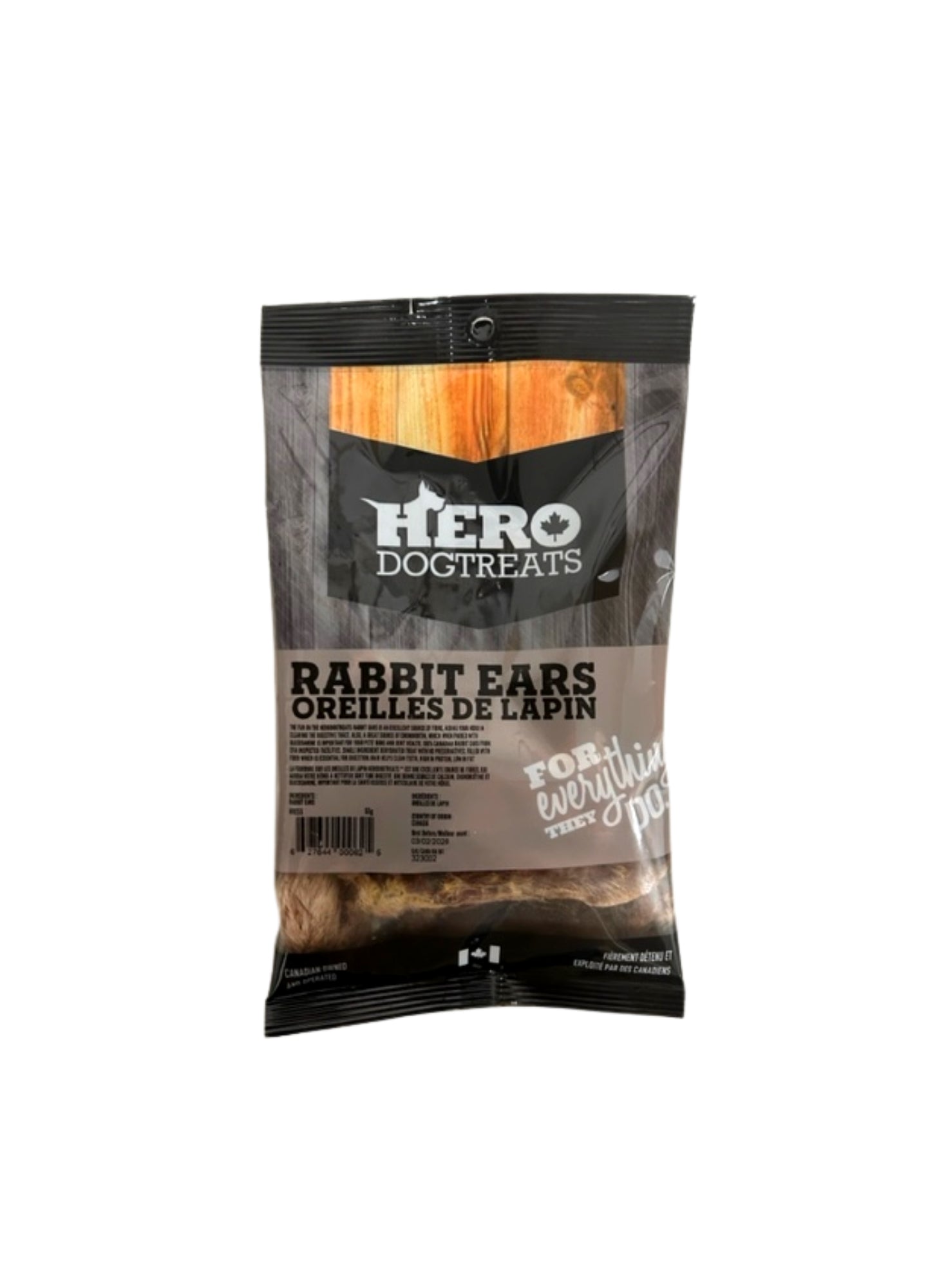 Hero Dog Treats Dehydrated Rabbit Ears ARMOR THE POOCH