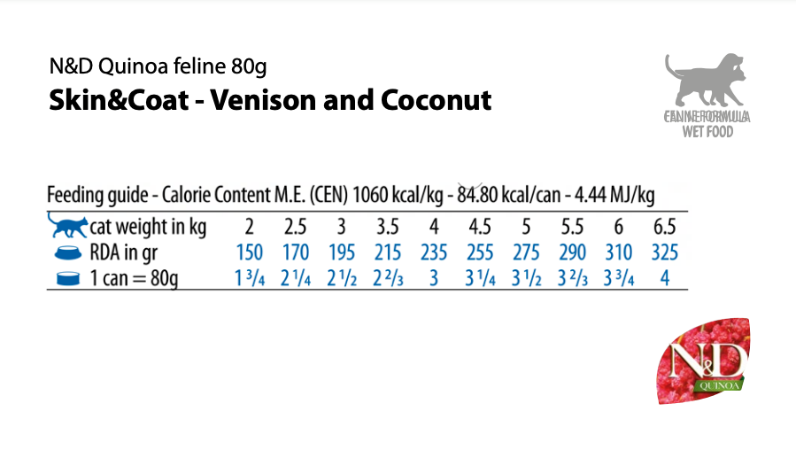 Farmina - N&D Quinoa - Skin & Coat Venison and Coconut Recipe (Wet Cat Food)