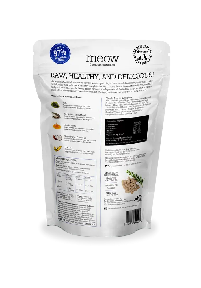 The NZ Natural Pet Food Co. | meow | Freeze Dried Beef & Hoki Recipe (For Cats) - Pet Store Toronto