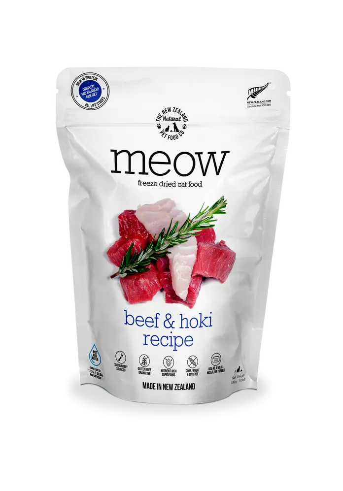 The NZ Natural Pet Food Co. | meow | Freeze Dried Beef & Hoki Recipe (For Cats) - Pet Store Toronto