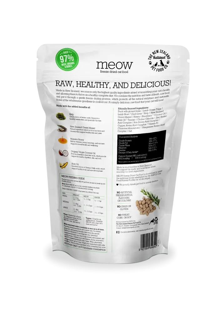 The NZ Natural Pet Food Co. | meow | Freeze Dried Duck Recipe | Cat Treats