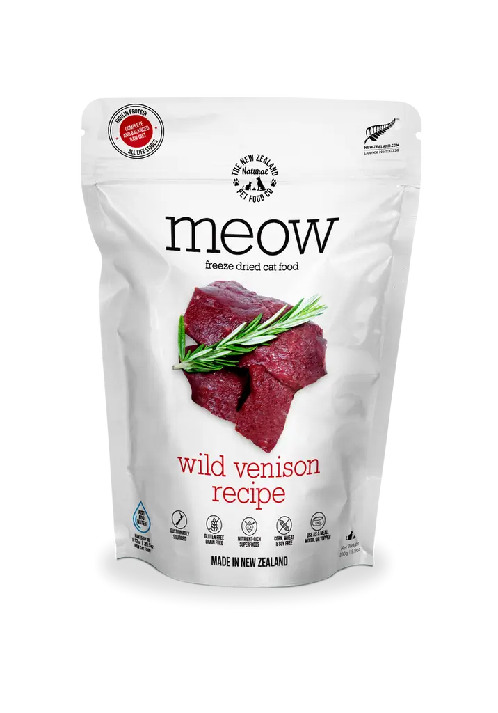 The NZ Natural Pet Food Co. | meow | Freeze Dried Venison Recipe | Cat Food