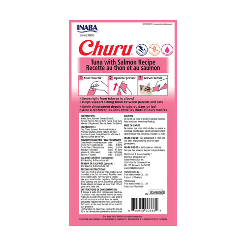 Inaba - Churu Purees - Tuna with Salmon Recipe (Treat for Cats)