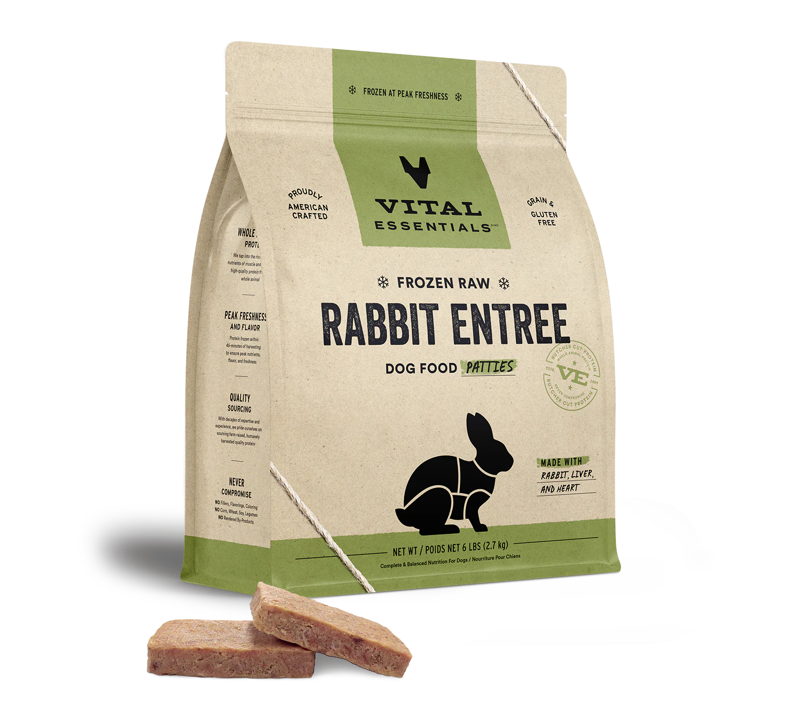 Vital Essentials (VE) Frozen Raw Rabbit Entree Patties (For Dogs