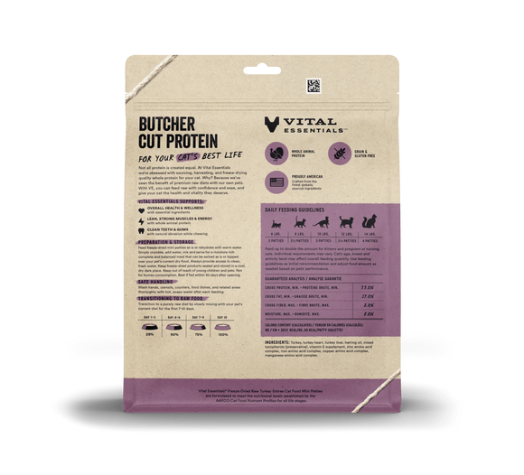 Vital Essentials (VE) - Turkey Mini Patties Grain Free (Cat Food)