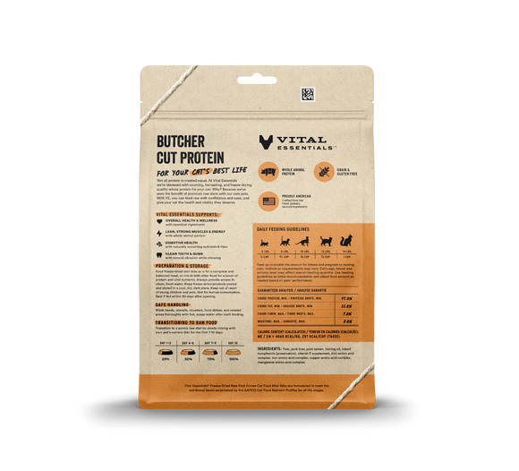 Vital Essentials (VE) - Mini Nibs - Freeze-Dried Pork Entree (Cat Food)