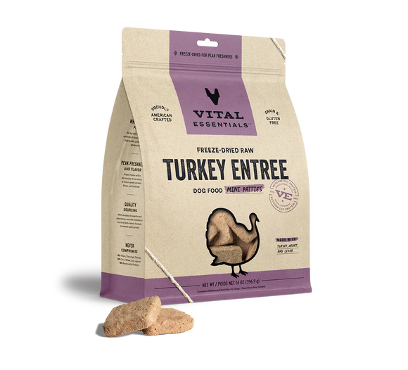 Vital Essentials (VE) - Mini Patties - Freeze-Dried Turkey Entree (For Dogs)