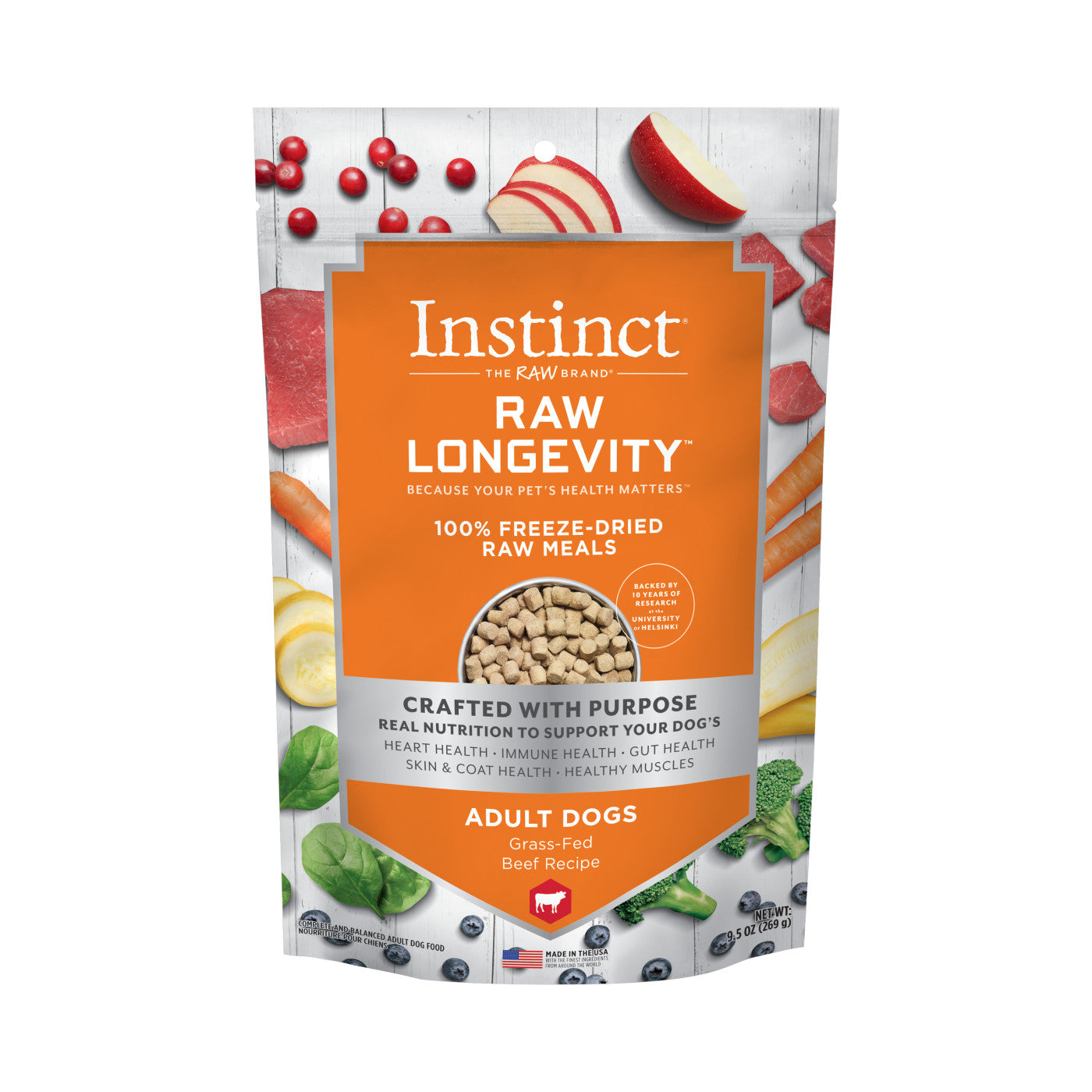 Instinct - Raw Longevity 100% Freeze-Dried Raw Meal - Grass Fed Beef Recipe (For Dogs)