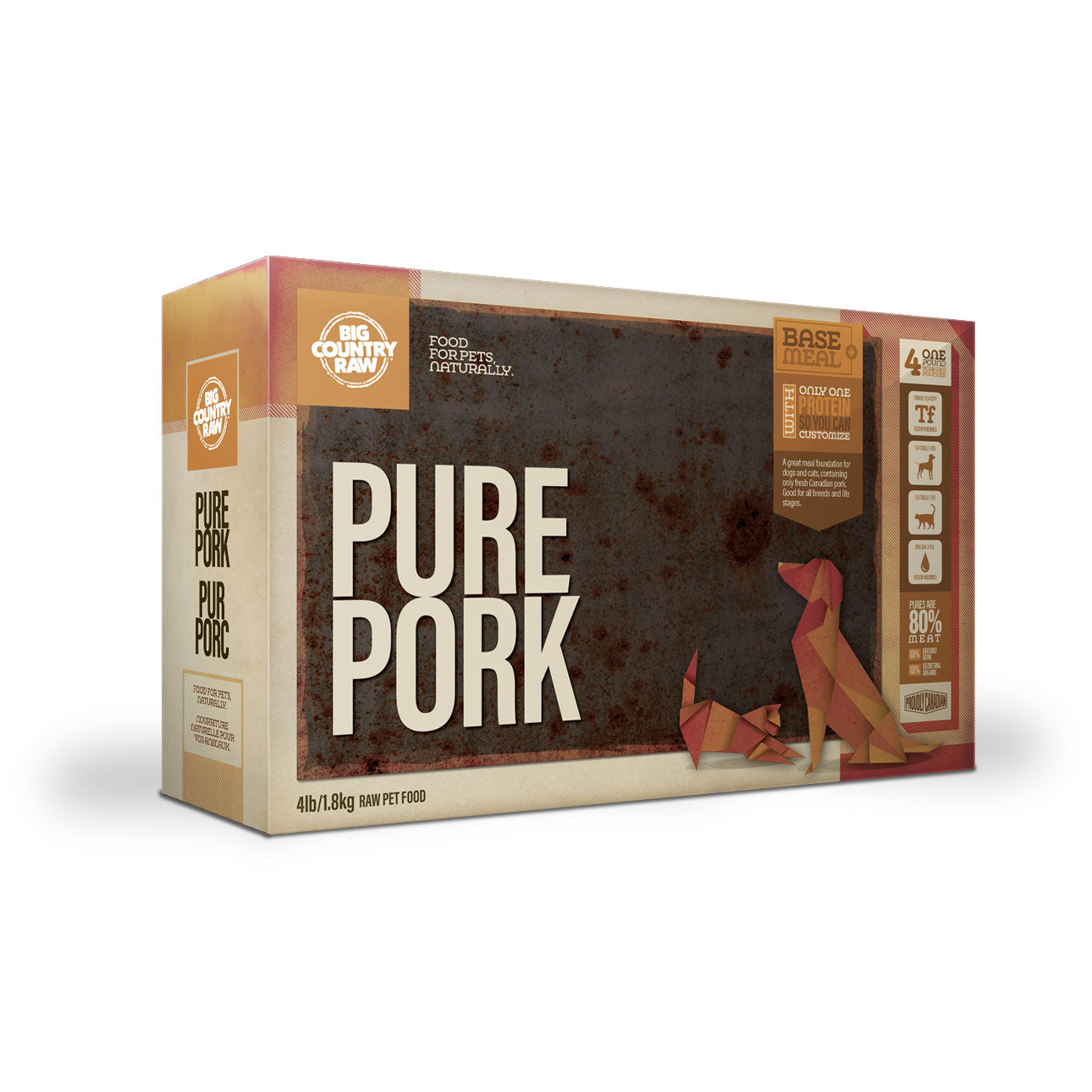 Big Country Raw - Pure Pork Carton (4lb) | Raw Cat Food Toronto