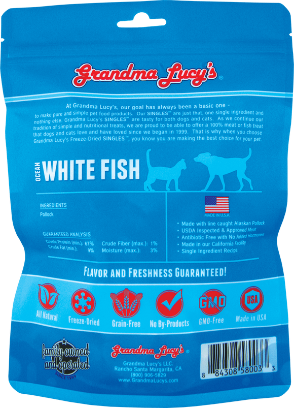 Grandma Lucy's Freeze-Dried Singles Ocean White Fish Dog & Cat Treats