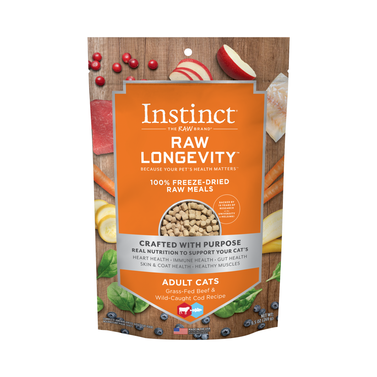 Instinct - Raw Longevity 100% Freeze-Dried Raw Meals Grass-Fed Beef & Wild-Caught Cod Recipe