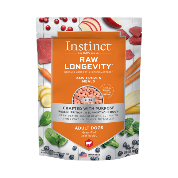 Instinct - Raw Longevity Frozen Bites Grass-Fed Beef Recipe - Frozen Product