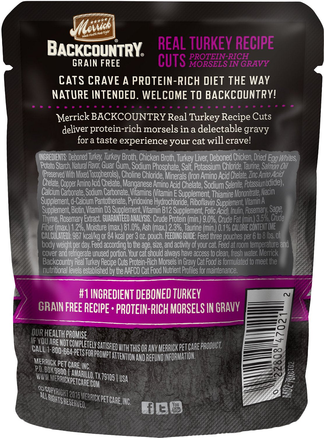 Merrick - Backcountry Grain Free Real Turkey Recipe Cuts (Grain Free Adult Wet Cat Food)