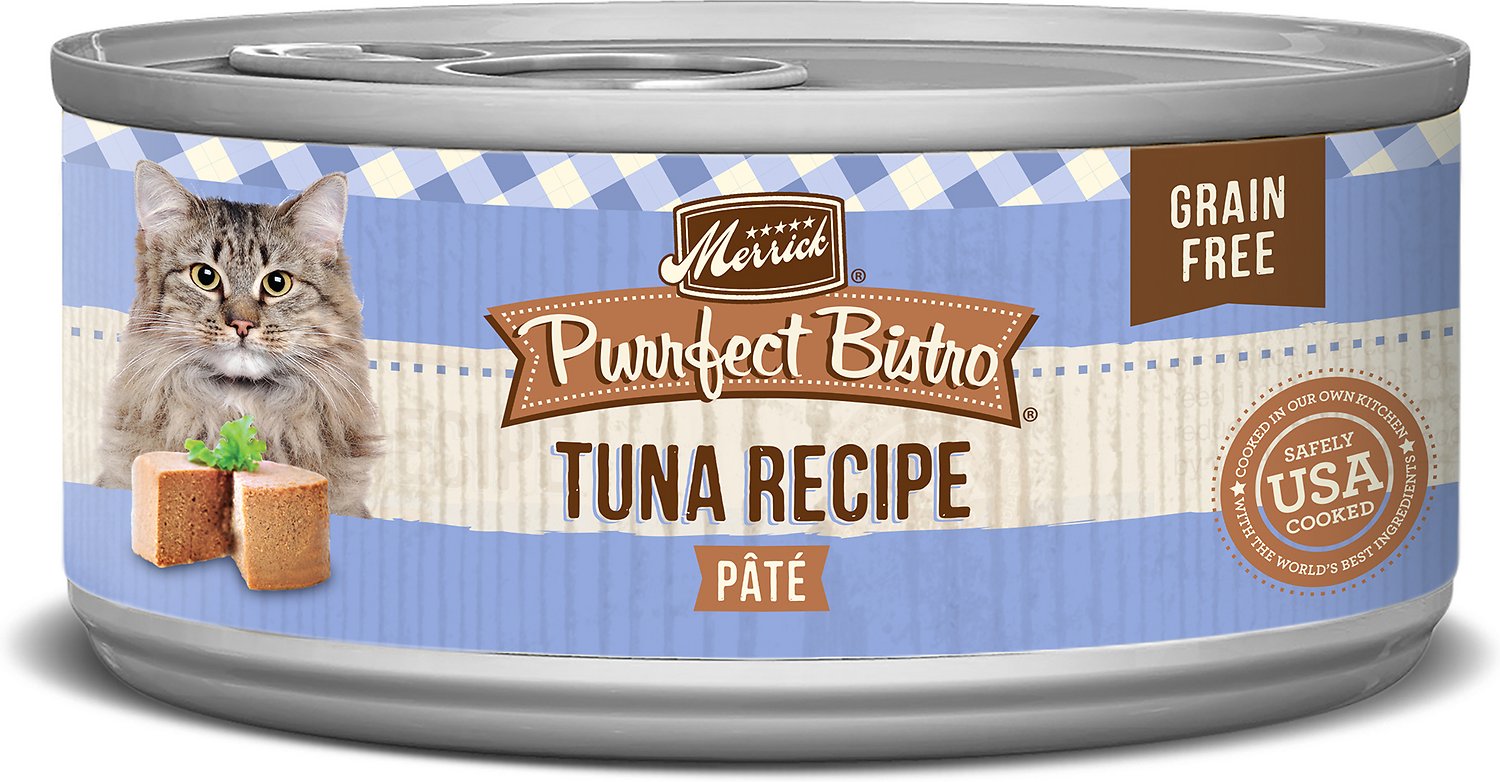 Merrick Purrfect Bistro Grain Free Tuna Pate Wet Cat Food Case Of 24 5.5 Oz