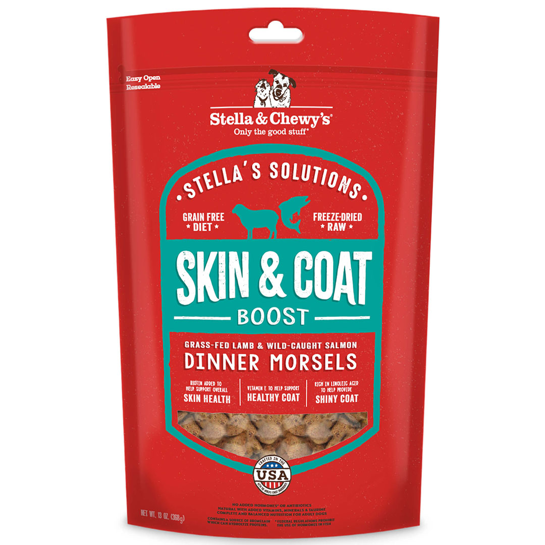 Stella & Chewy's -  Stella's Solutions Skin & Coat Boost Freeze-Dried Raw Grass-Fed Lamb & Wild-Caught Salmon Dinner Morsels (Adult Dogs)