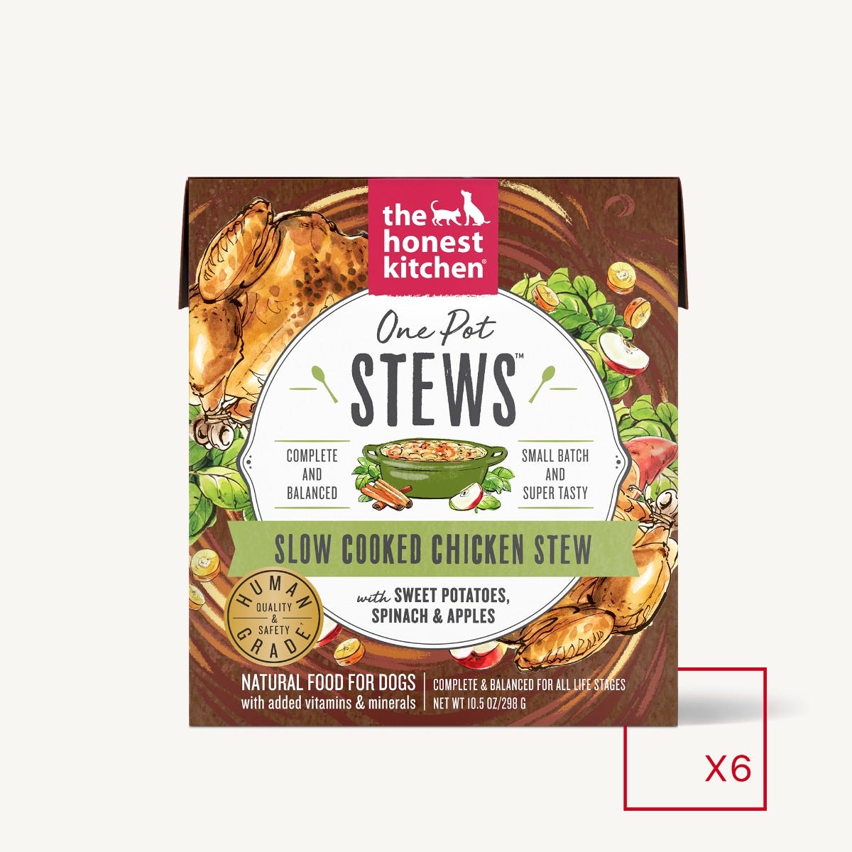 The Honest Kitchen -One Pot Stews - Slow Cooked Chicken with Sweet Potato, Spinach & Apples (Wet Dog Food)