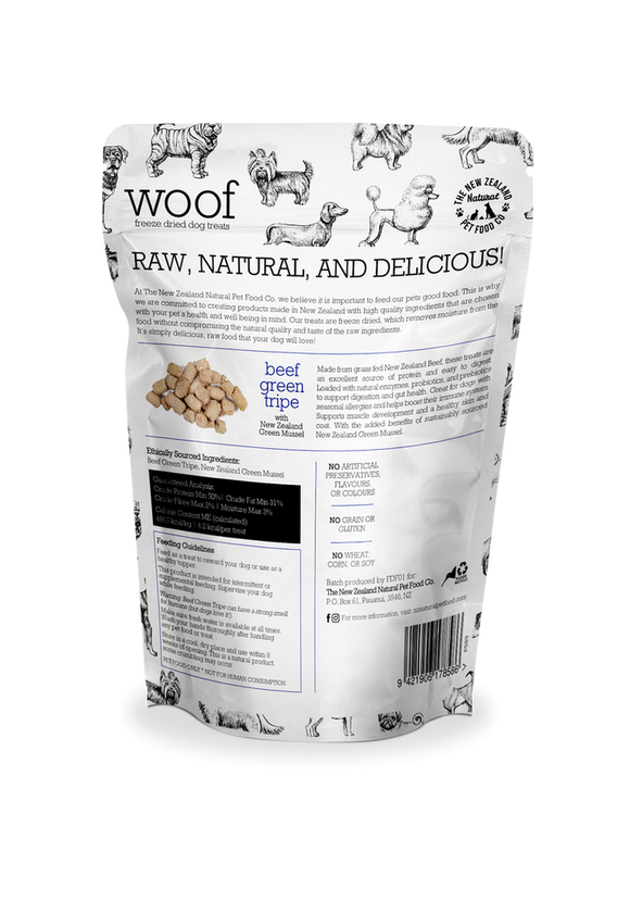 The NZ Natural Pet Food Co. | Woof | Freeze Dried Beef Tripe | Dog Treat