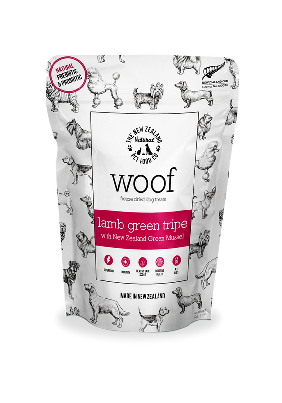 The NZ Natural Pet Food Co. | Woof | Freeze Dried Lamb Green Tripe | Dog Treat