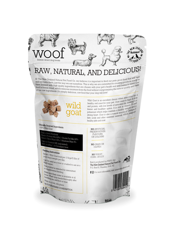 The NZ Natural Pet Food Co. | Woof | Freeze Dried Wild Goat | Dog Treats