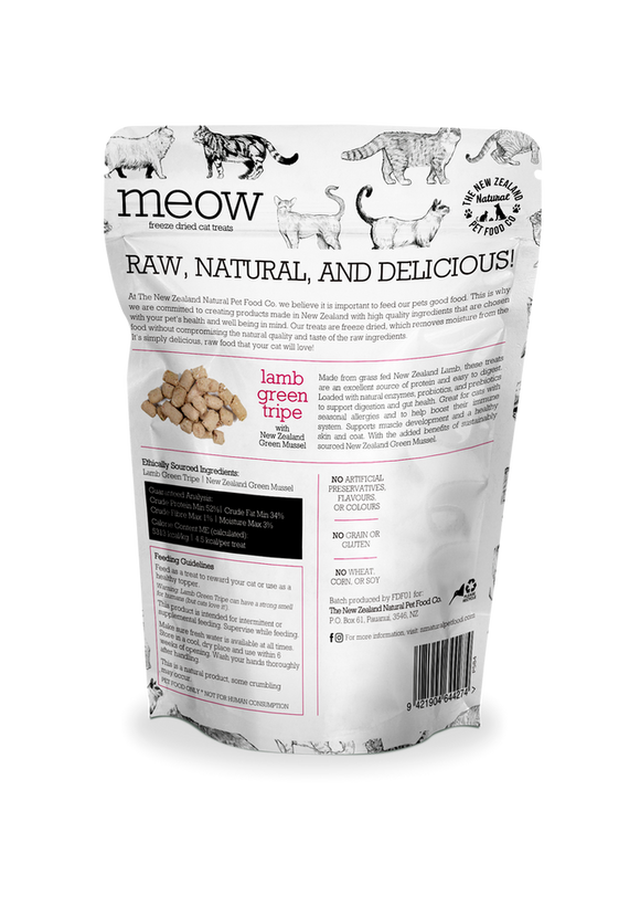 The NZ Natural Pet Food Co. | meow | Freeze Dried Lamb Green Tripe | Cat Treats