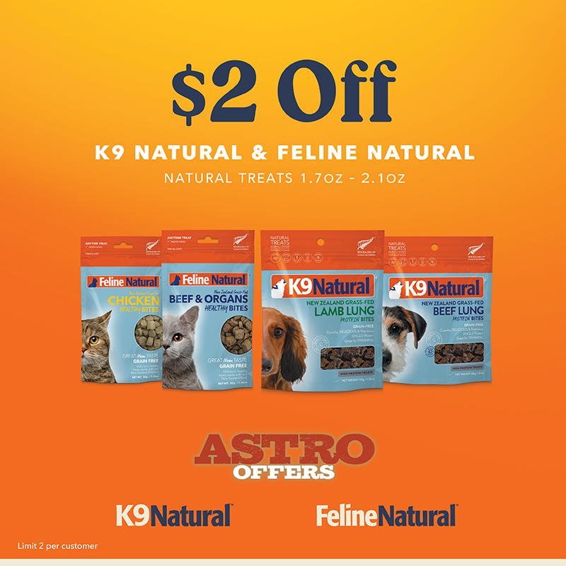 K9 & Feline Natural | Dog & Cat Treats | $2.00 OFF