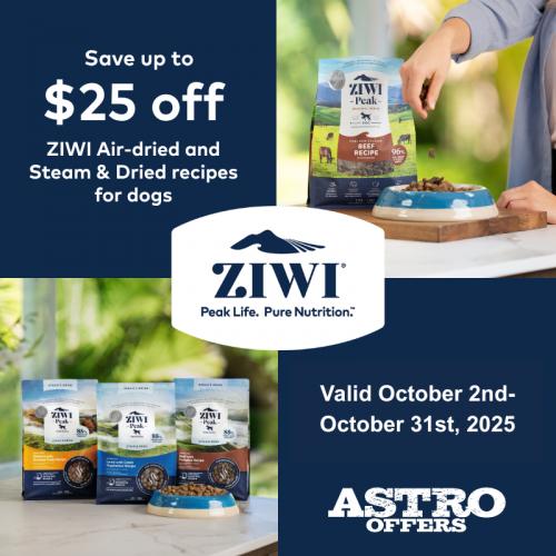 ZiwiPeak | Air & Steam Dried Dog Food Sale | Up To $25 Dollars OFF