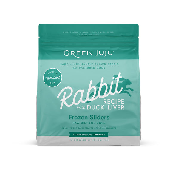 Green Juju Rabbit Recipe with Duck Liver Frozen Patties & Sliders