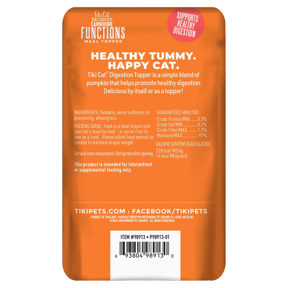 Tiki Cat - Born Carnivore Functions - Digestion Pumpkin Recipe Puree Tummy Topper (For Cats)