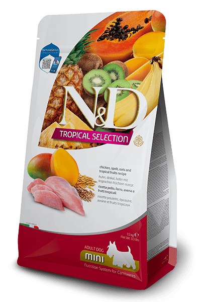 Farmina - N&D Tropical Selection - Chicken, Spelt, Oats and Tropical Fruits Adult Mini (Dry Dog Food)