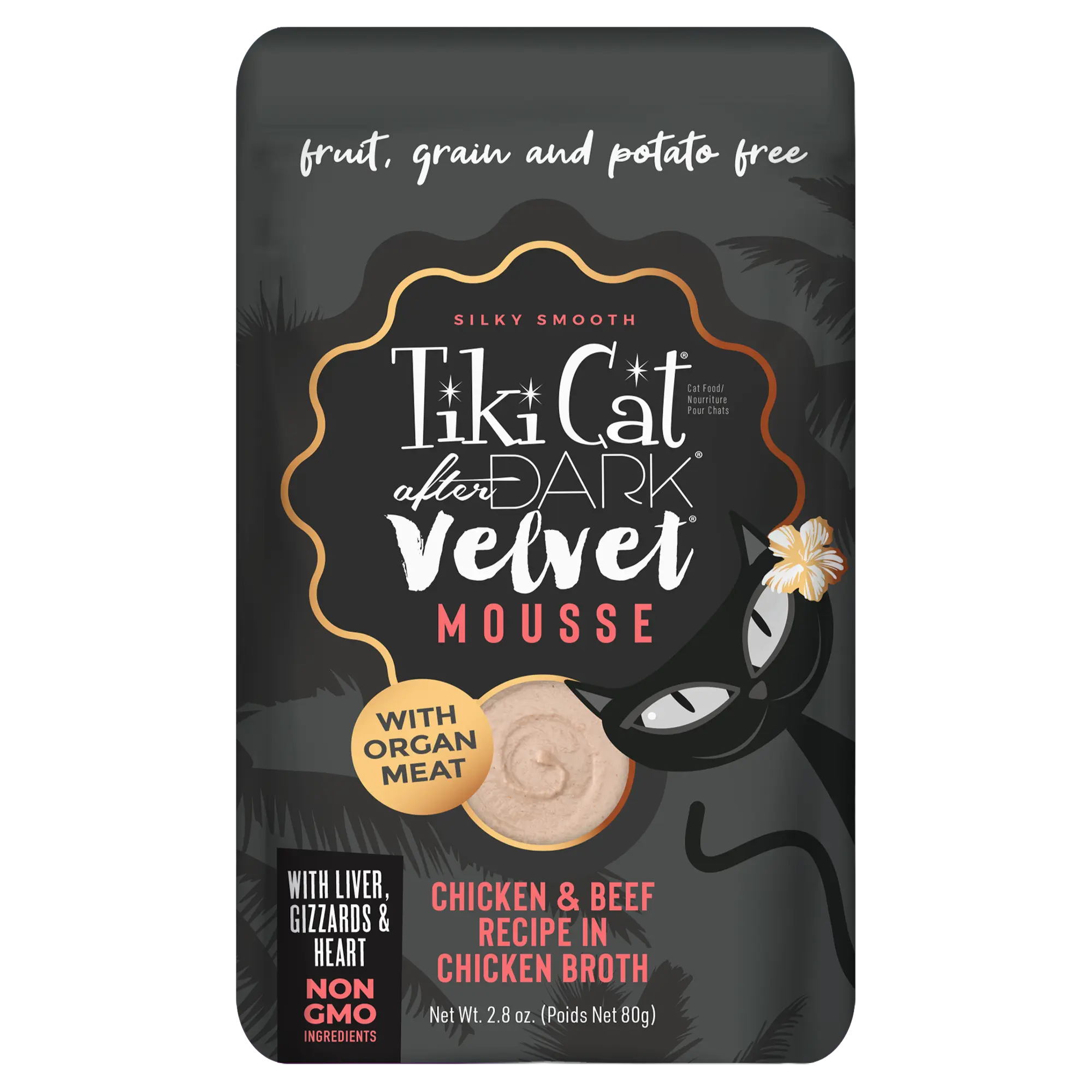 Tiki Cat - After Dark Velvet Mousse - Chicken & Beef Recipe in Chicken Broth (For Cats)