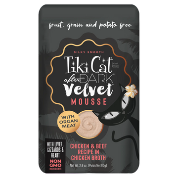 Tiki Cat - After Dark Velvet Mousse - Chicken & Beef Recipe in Chicken Broth (For Cats)