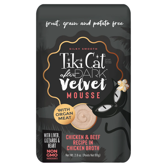 Tiki Cat - After Dark Velvet Mousse - Chicken & Beef Recipe in Chicken Broth (For Cats)