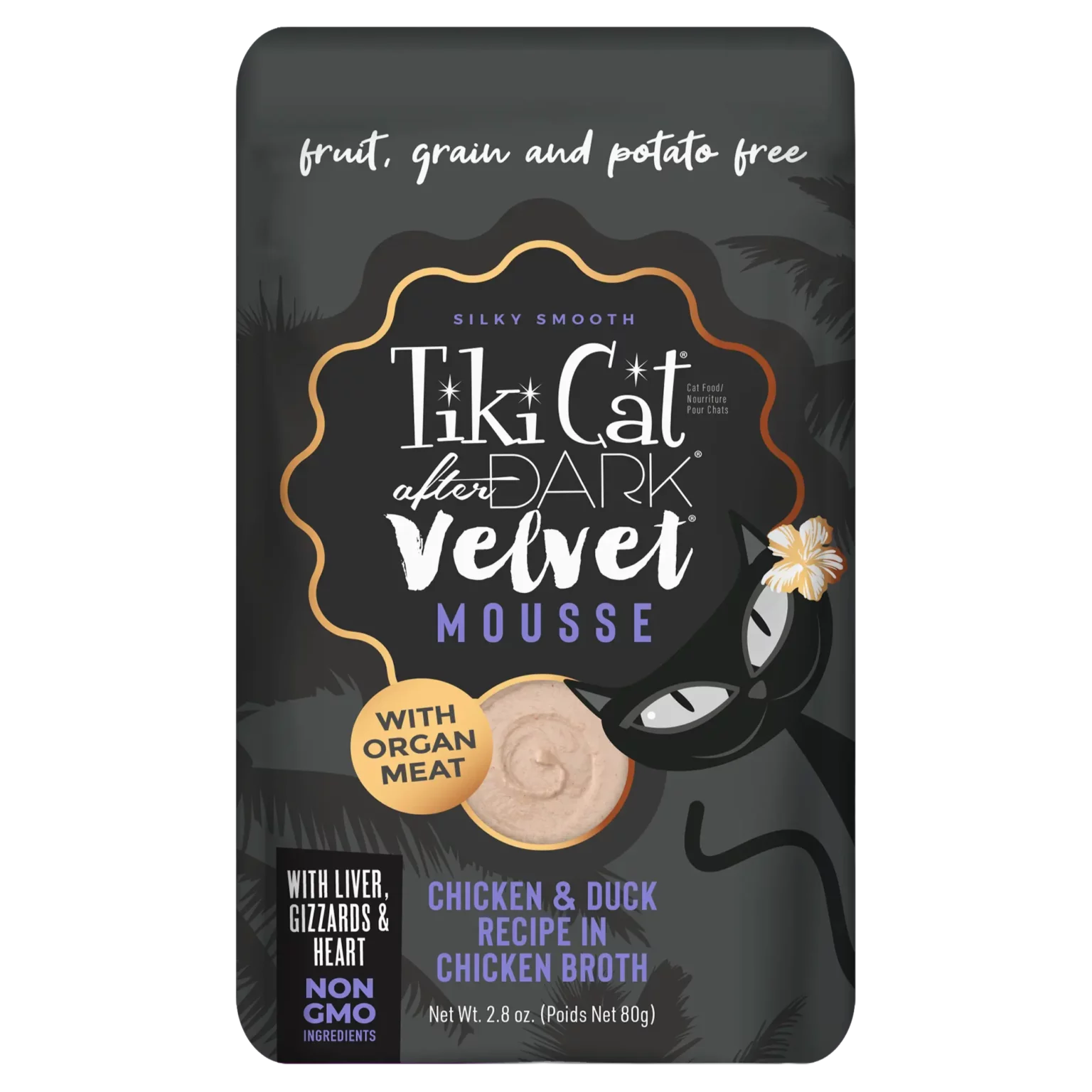 Tiki Cat - After Dark Velvet Mousse - Chicken & Duck Recipe in Chicken Broth (For Cats)