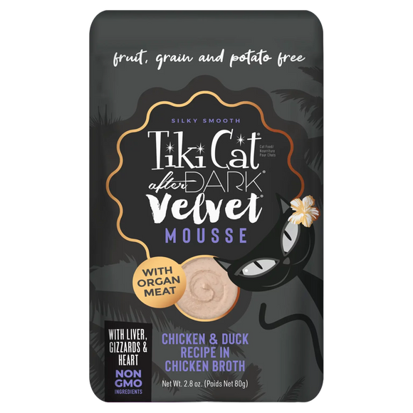Tiki Cat - After Dark Velvet Mousse - Chicken & Duck Recipe in Chicken Broth (For Cats)