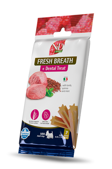 Farmina N&D Quinoa Fresh Breath Lamb & Mint Dental Dog Treats package