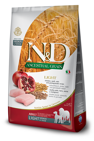 Farmina - N&D Ancestral Grain - Chicken & Pomegranate Light Medium & Maxi (Dry Dog Food)