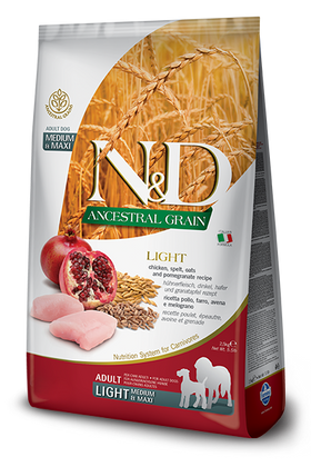 Farmina - N&D Ancestral Grain - Chicken & Pomegranate Light Medium & Maxi (Dry Dog Food)