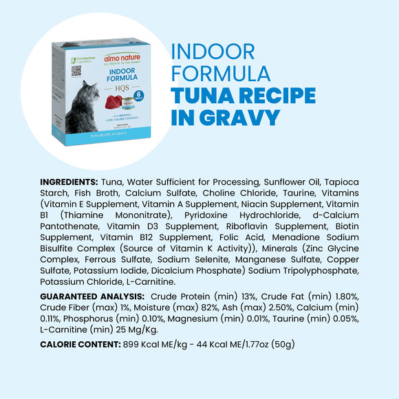 Almo Nature HQS Indoor Formula Tuna Recipe in gravy