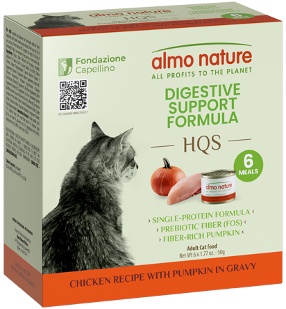 Almo Nature HQS Digestive Support Formula Chicken Recipe with Pumpkin in gravy