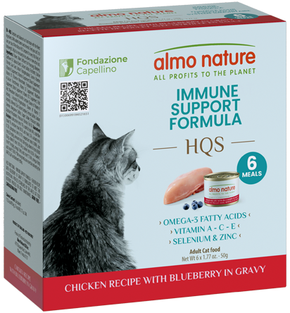 Almo Nature HQS Immune Support Formula Chicken Recipe with Blueberry in gravy