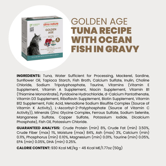 Almo Nature HQS Golden Age Tuna Recipe with Ocean Fish in gravy